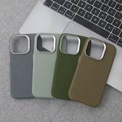 Alloy Lens Nylon Flax Fabric for MagSafe Phone Case For iPhone 16 16pro max 15 14 Pro 13 Magnetic Wireless Charging Hard Cover
