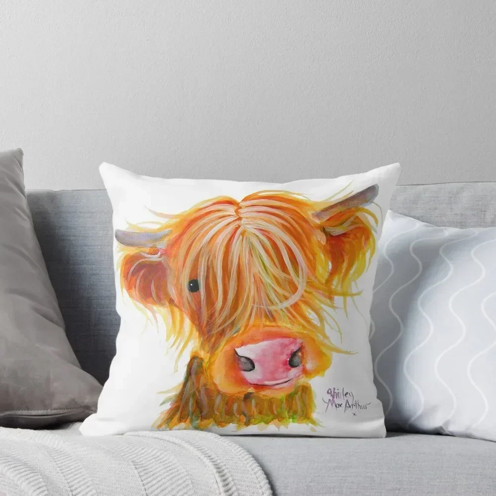 Scottish Highland Cow PRiNT ' CORNFLAKE ' by Shirley MacArthur Throw Pillow Cushion Covers For Living Room Couch Cushions pillow