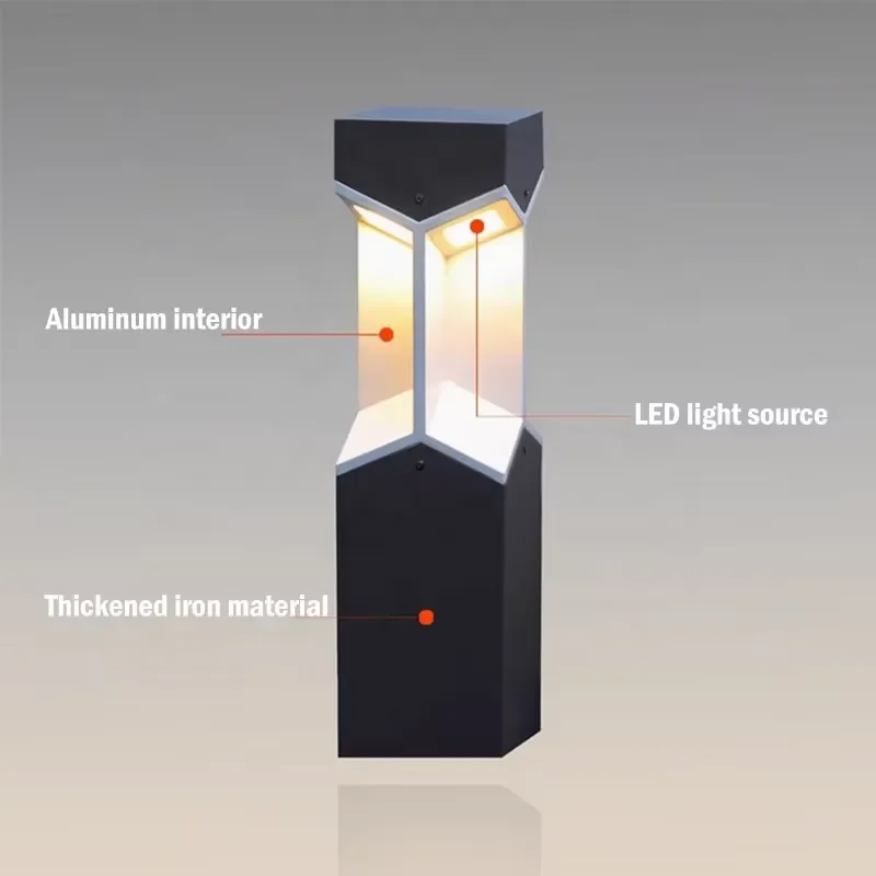 LED modern aluminum outdoor stigma lamp lawn lamp IP66 waterproof 10W CRI 90 multi-color temperature light sensor