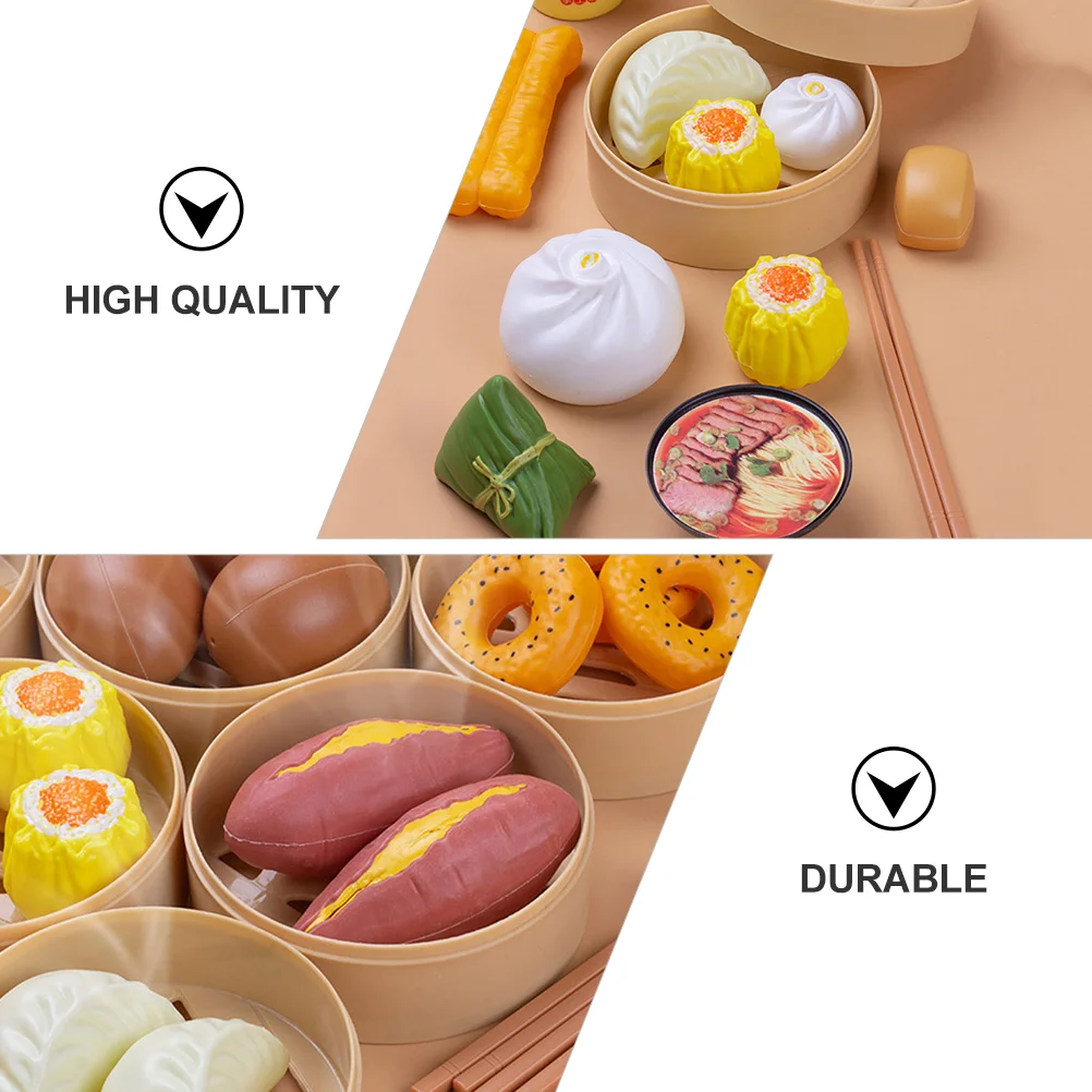 Jouets de cuisine colorés pour enfants, faux aliments, cadeau coule pour enfants, petits pains cuits à la vapeur, mère, 58 pièces