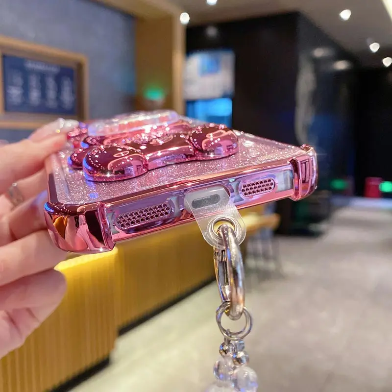 مجوهرات بريق الدب حامل هاتف الحال بالنسبة ممن لهم A38 A36 A76 A58 A57 A74 A78 A5 A7 2020 A79 A95 A60 A18 A53 A17 A16 4G 5G غطاء