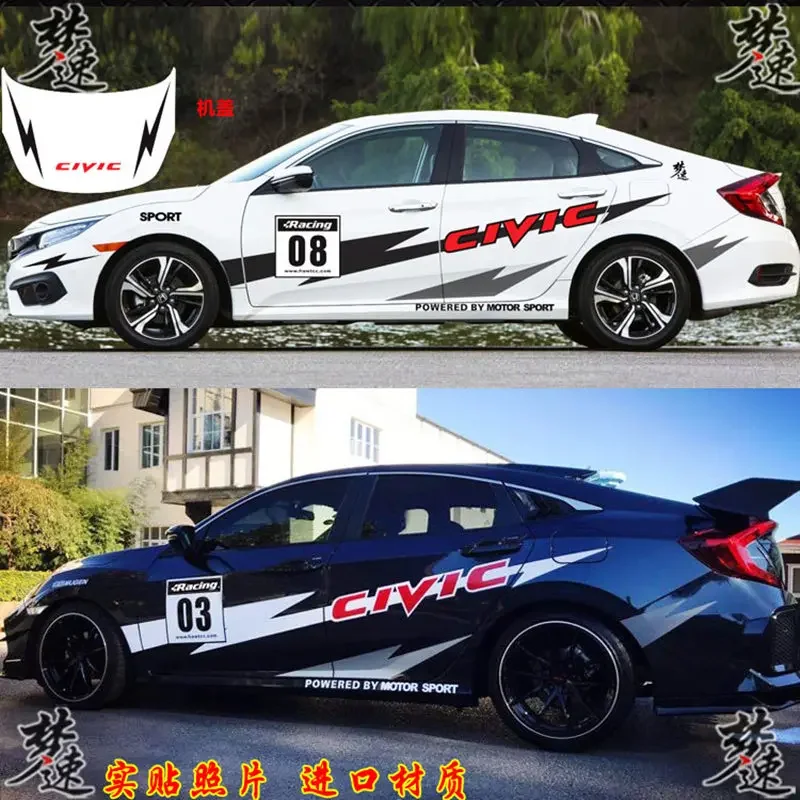 

Автомобильные наклейки для Honda Civic 2016-2022, украшение кузова, спортивные модифицированные виниловые наклейки из фольги, аксессуары