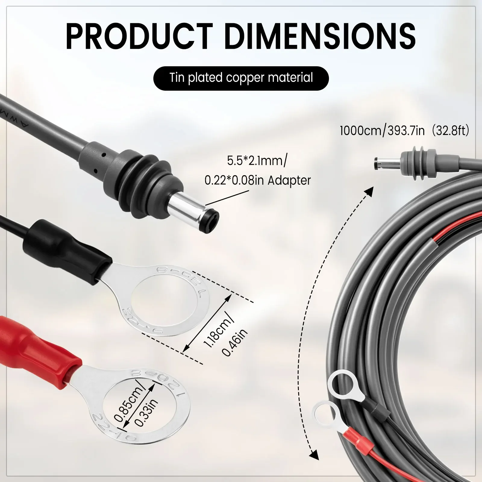 For Starlink Mini Power Cable O Ring To DC Battery Cable 12V 24V 18AWG Fuse IP65 Waterproof 3M 5M 10M RV Camper