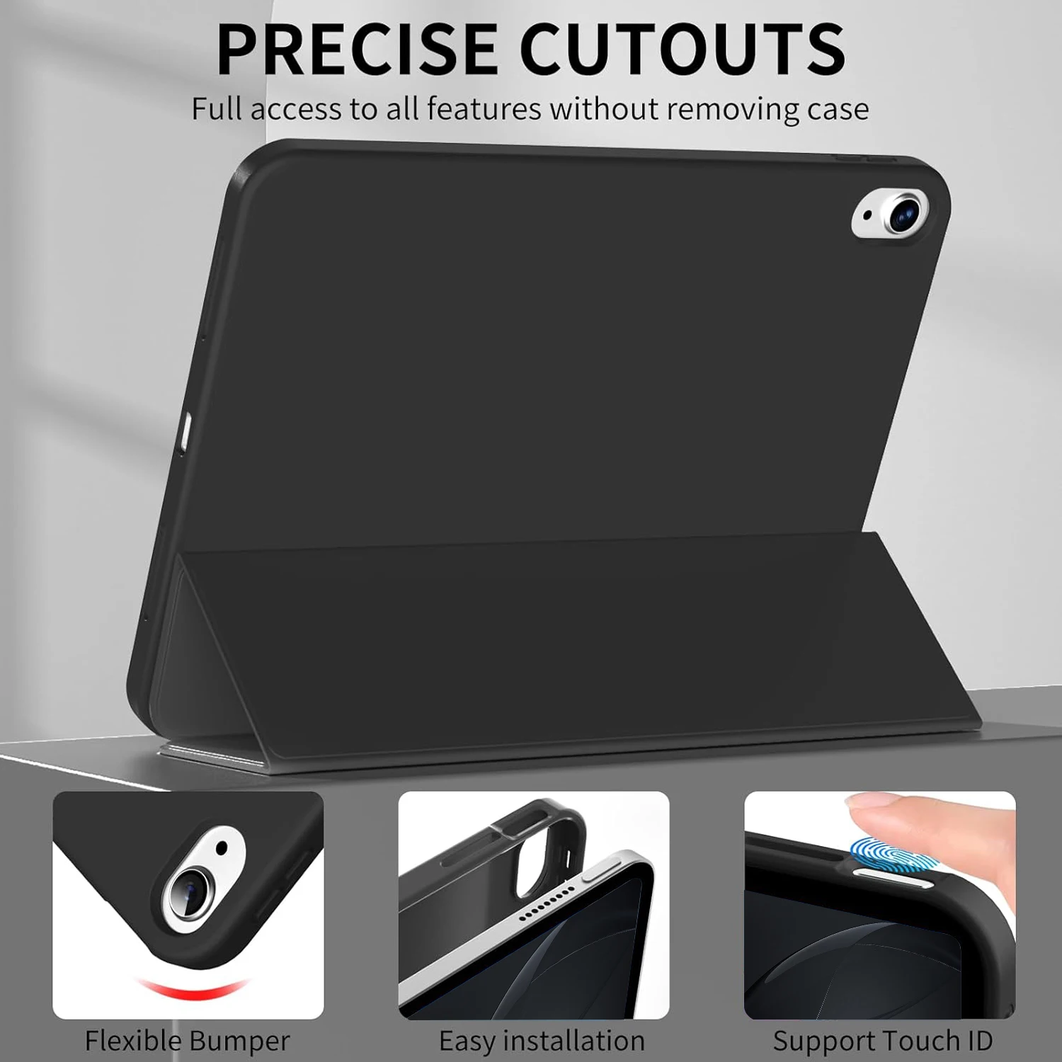 حافظة رفيعة مضادة للصدمات لهاتف سامسونج تاب A8 SM-X200 SM-X205 مع وظيفة الاستيقاظ/النوم التلقائي، تصميم قابل للطي، حافظة من مادة TPU الناعمة