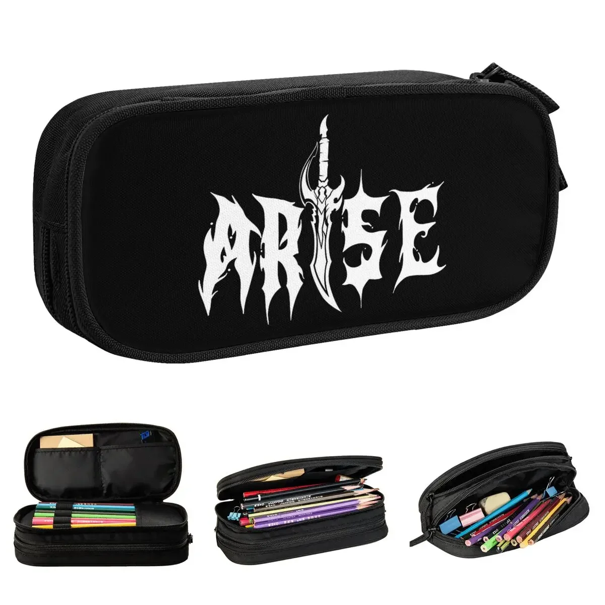 ARISE! 005 Solo Leveling Sung Jinwoo Pencil Case Fun Pen Box Bags Student Big Capacity School Supplies Zipper Pencilcases