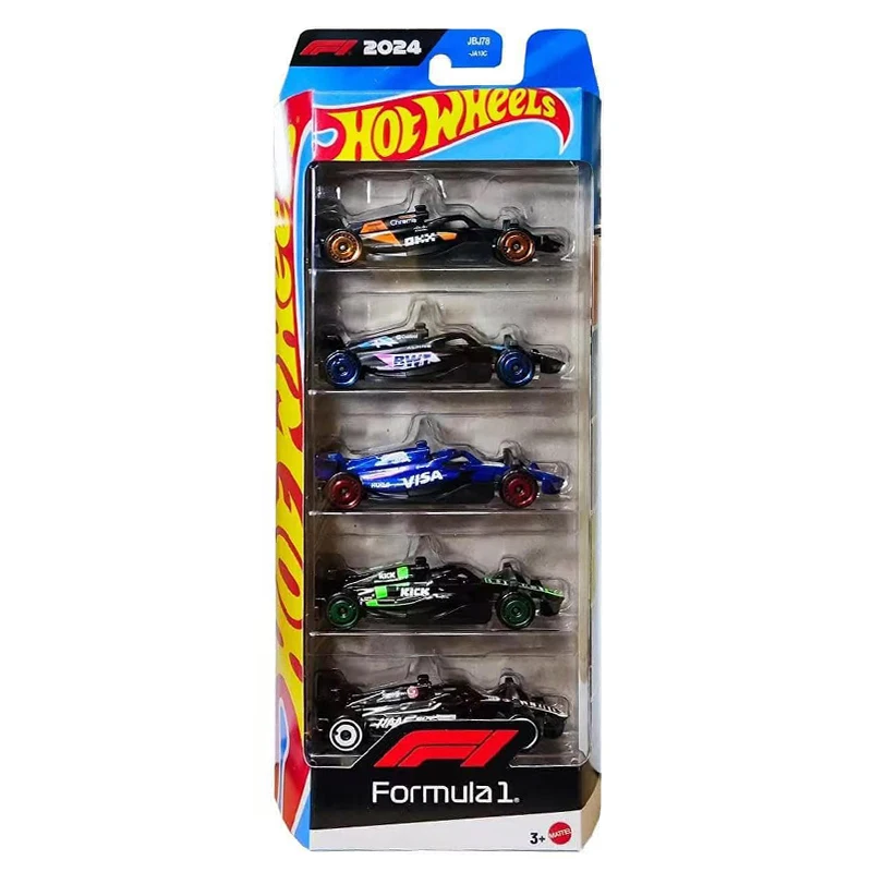 Preventa Hot Wheels Fórmula 1 Paquete de 5 vehículos 1/64 Modelo de coches de juguete fundido a presión JBJ78