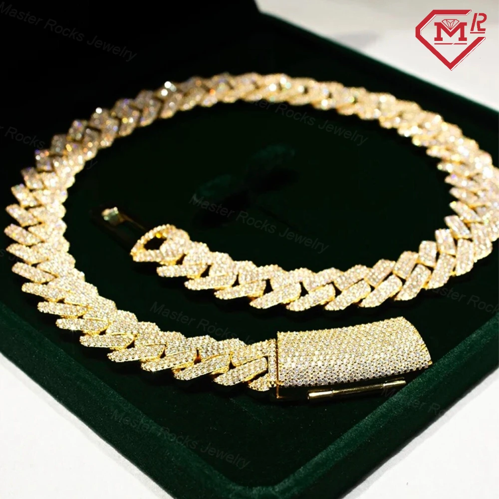 

Luxury 20MM 4 Rows Cuban Link Chain Hiphop 925 Silver Iced Out VVS Moissanite Chain Cuban