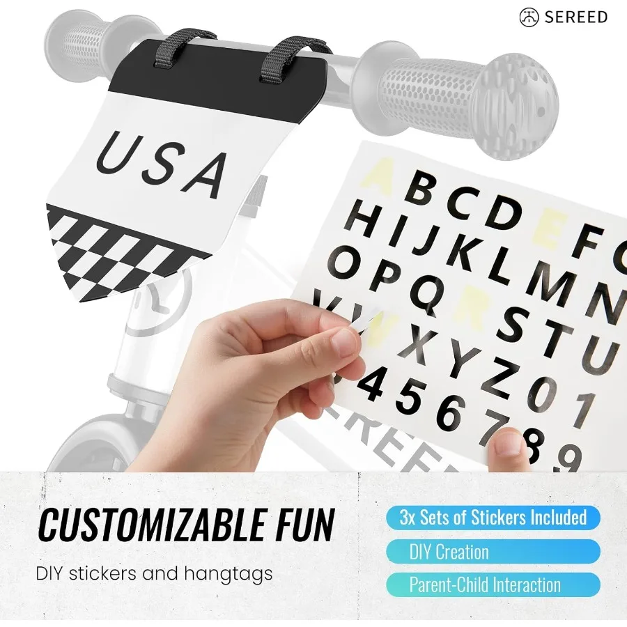 دراجة توازن للأطفال بعمر سنتين بدون دواسة ألعاب دراجة لعمر 2-5 سنوات تعديل خالي من الأدوات لوحة مخصصة مع ملصقات هدية