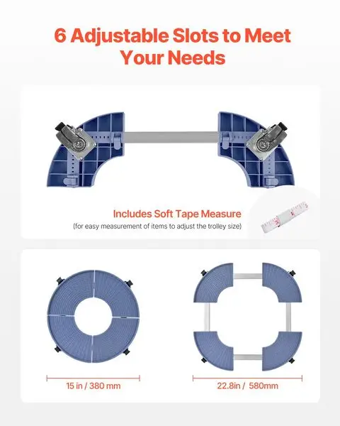 سلة المهملات المستديرة دوللي 15-22.8 في صندوق بلاستيكي قابل للتعديل دوللي 400 رطل شديد التحمل
