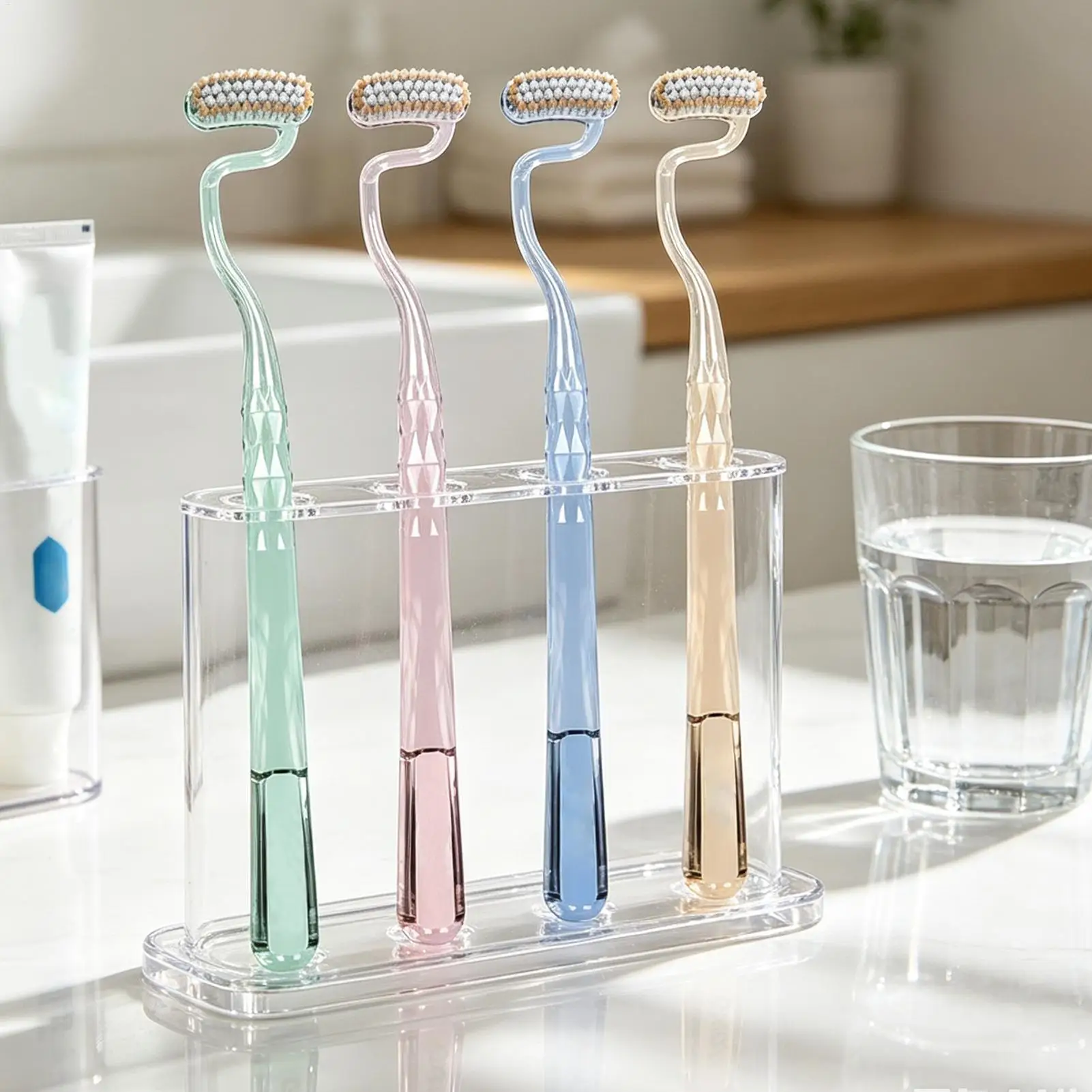 S Shaped Toothbrush With Soft Bristles Baker Curved Head Vertical Brushing High End Tooth Care Deep Cleaning Gum
