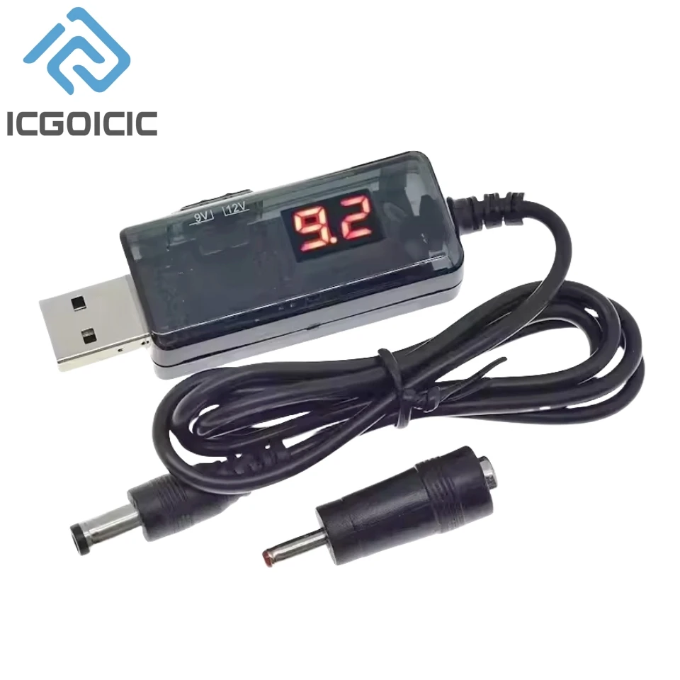 DC 5V to 9V 12V USB Step-up Converter USB Boost Converter Cable + 3.5x1.35mm Connecter For Power Supply/Charger/Power Converter