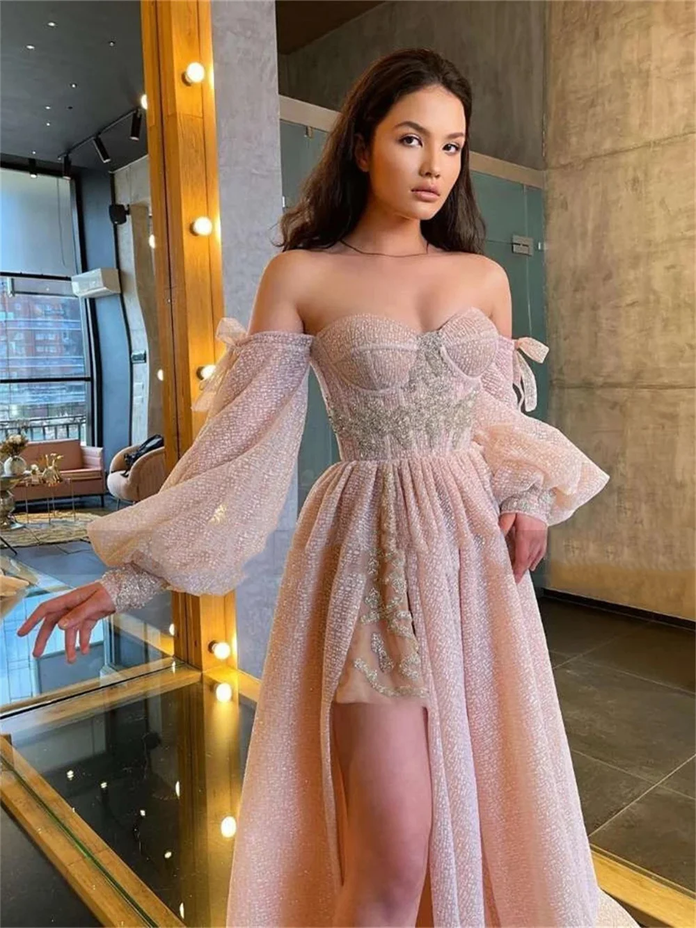 Gorgeous A-Line Prom Dresses Sweetheart Evening Gowns Sexy Backless Party Dress Elegant Off-Shoulder Split-Front Robes De Soirée