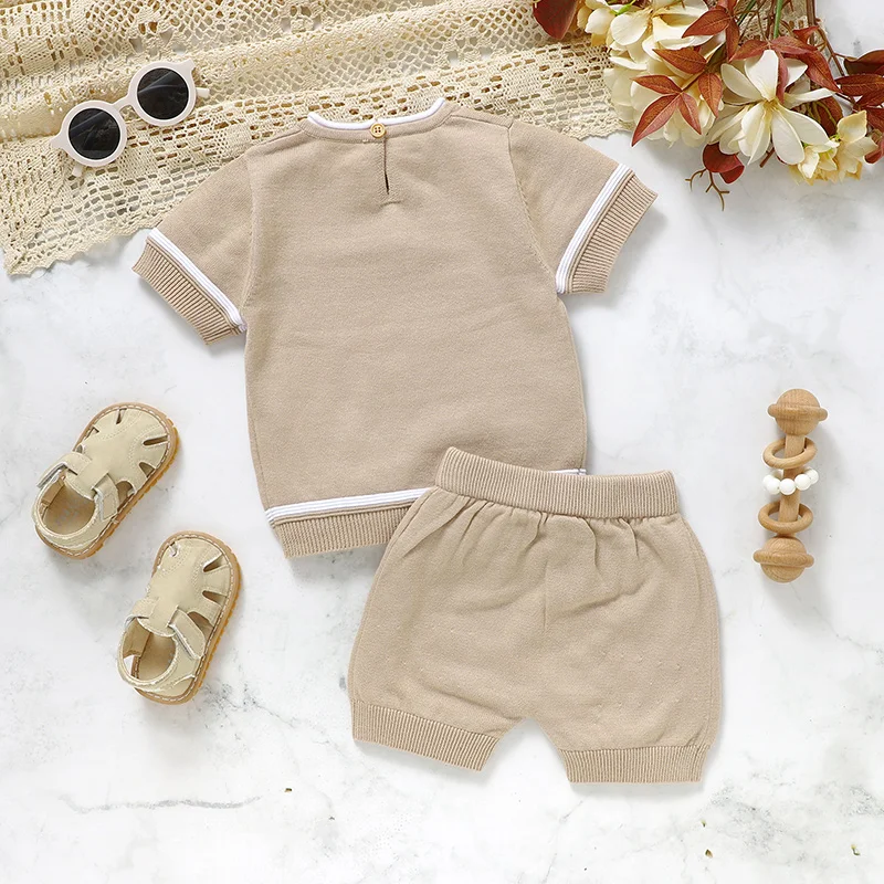 Baby Boys Clothes Sets Summer Cotton Knitted Short Sleeve T-Shirts+Shorts Newborn Infantil Tracksuits 0-18m Toddler Outfits 2pcs