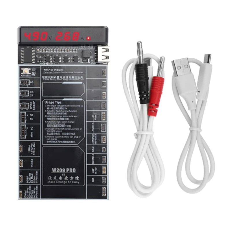 Advanced PCB Battery Activation Board W209 Set For Smartphones Circuit Board Fast Charging Tester With USB Cable