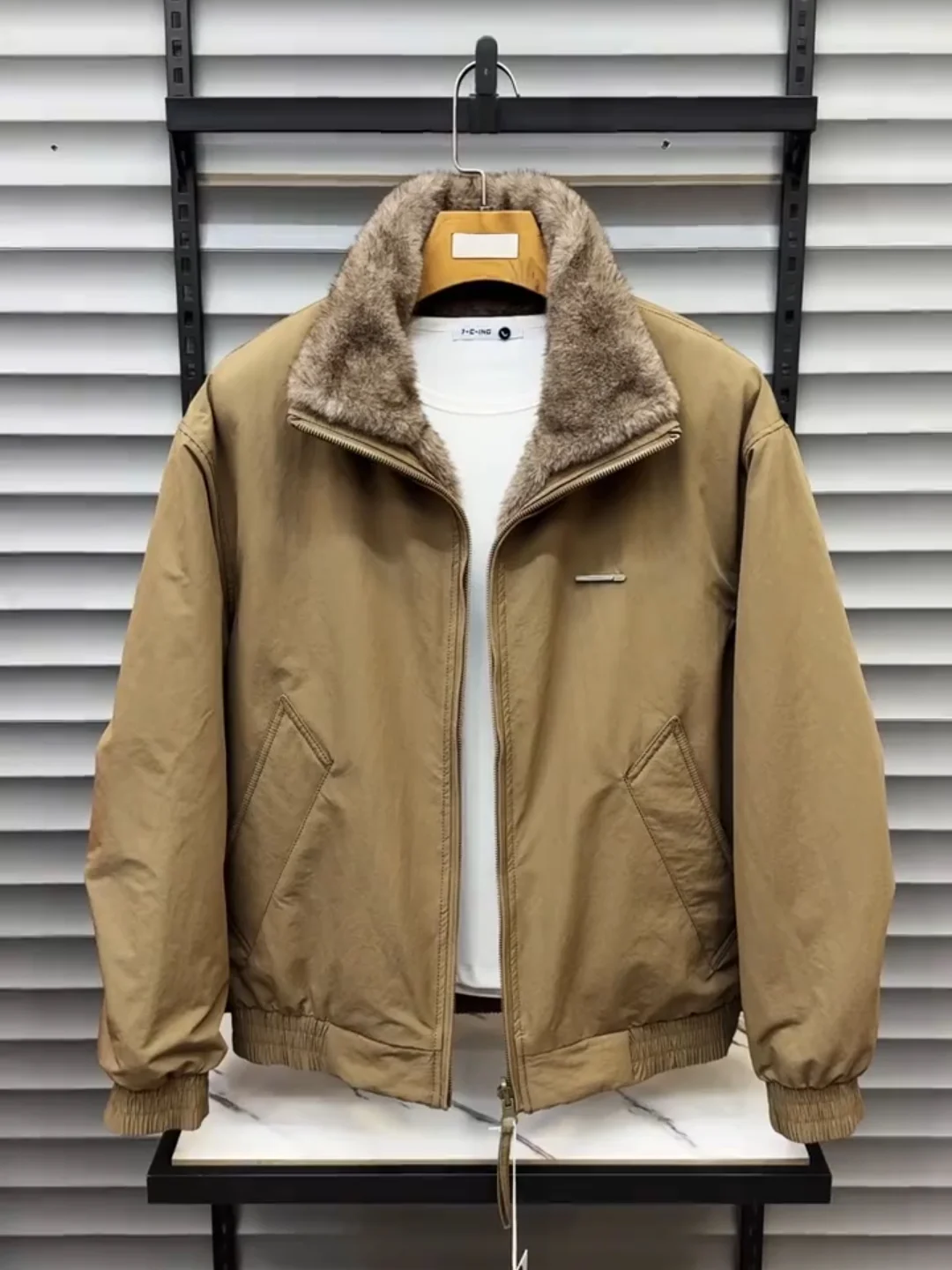 

Мужская двусторонняя хлопковая куртка с воротником-стойкой, на флисовой подкладке, теплая верхняя одежда, стильная, приталенная, с длинными рукавами, на молнии