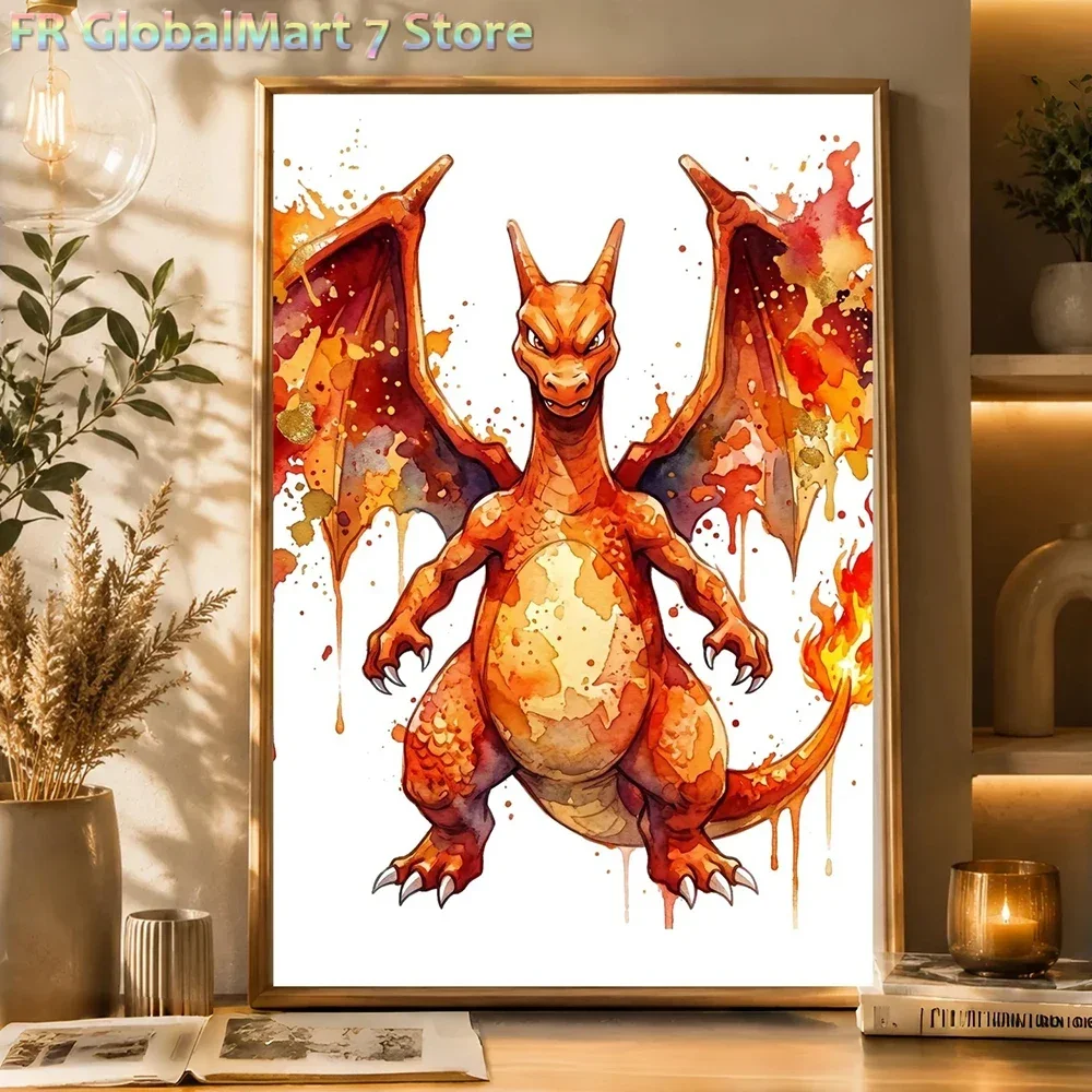 Cartoon Comic Pokemon Art Poster Print Pikachu Charizard Bulbasaur Togepi Classic Anime Canvas Painting Game Room Home Decor