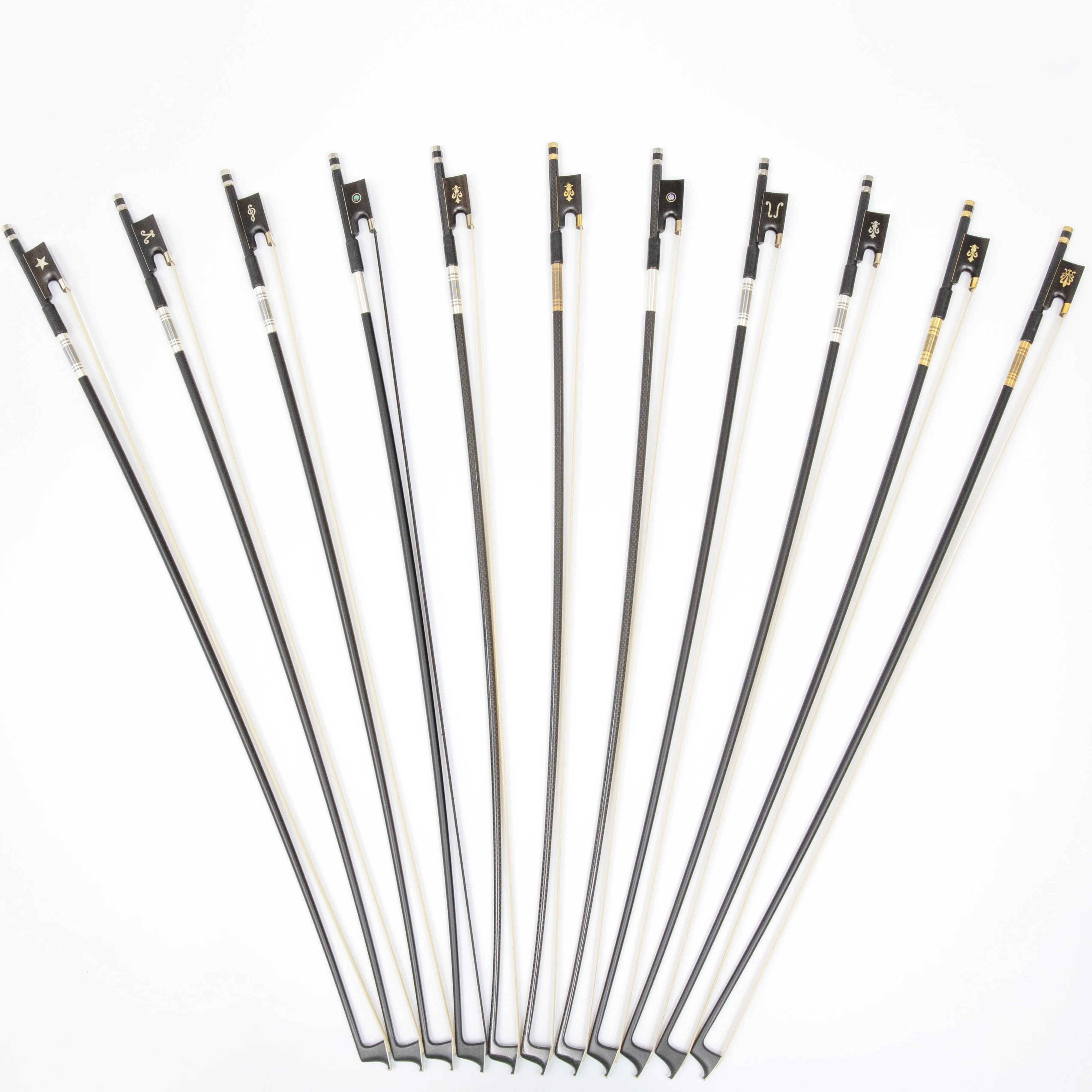 

STLF Customized Professional Carbon Fiber Round Stick Ebony Frog Natural Horsehair Carbon Fiber Violin Bow for Students Practice
