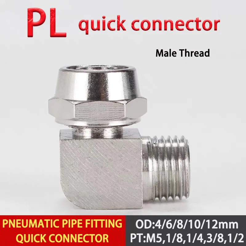 

1pc PL Elbow 4 6 8 10 12mm Hose Quick Twist 1/8" 1/4" 3/8" 1/2" BSPT Male Brass Twist Lock Fitting Quick Pneumatic Air Connector
