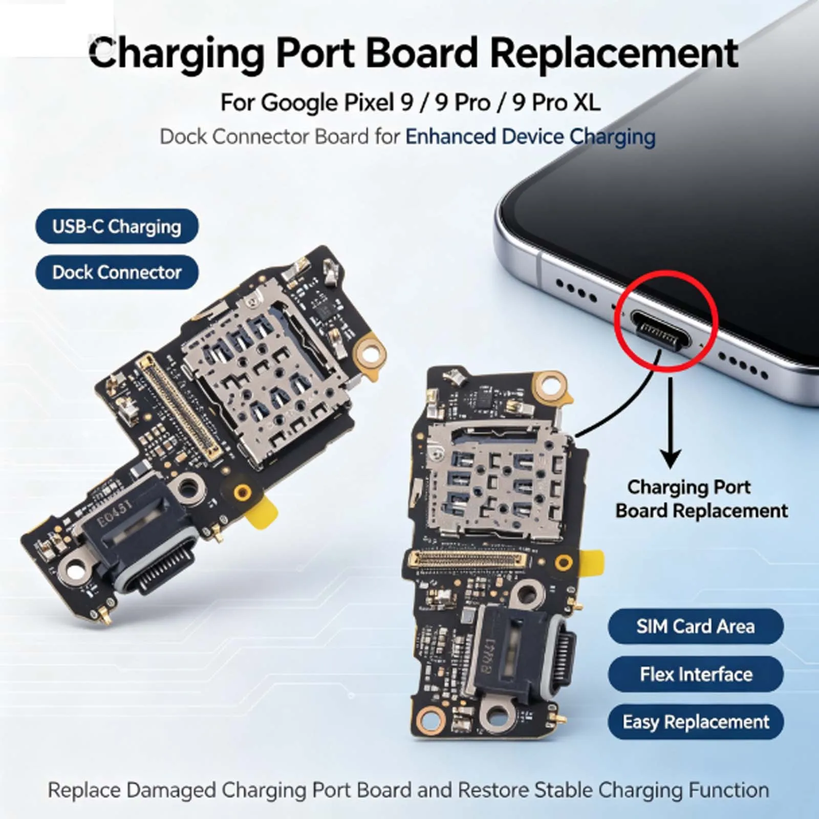 For Google Pixel 9 / 9 Pro / 9 Pro XL Charging Port Board Replacement for Enhanced Device Charging