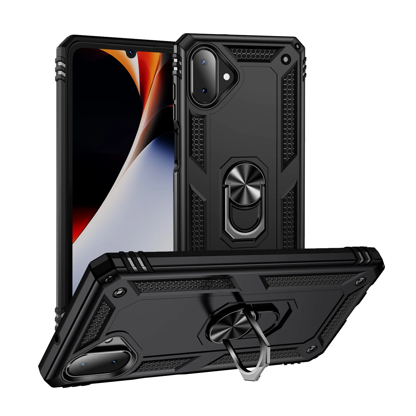 Stoßfest Rüstung Für Samsung Galaxy A17 A07 A16 A06 A15 A05 A05S A55 A14 Fall Telefon Ring Stehen Stoßstange Silikon Telefon Zurück Abdeckung