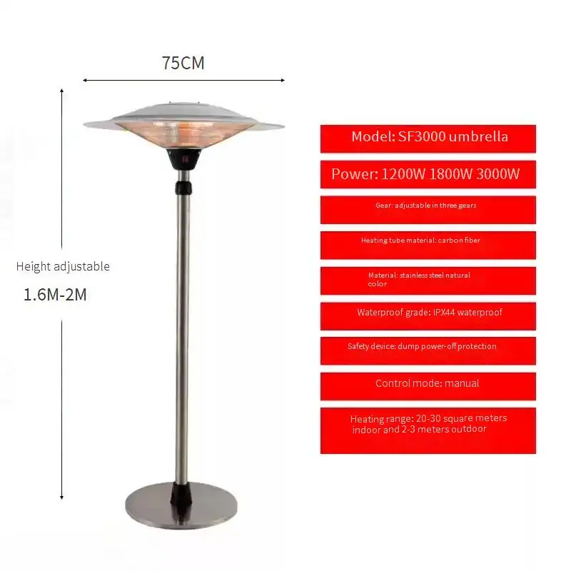 Umbrella electric heater Household restaurant Coffee shop Heating artifact Commercial external swing electric oven