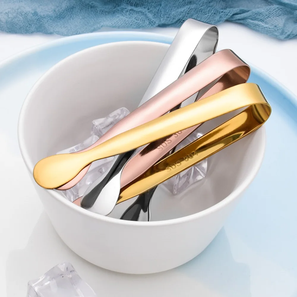 Pinzas para hielo de acero inoxidable, pinzas profesionales para cubitos de azúcar y alimentos para restaurantes, hoteles y bares caseros, utensilios de cocina, 1 Uds.