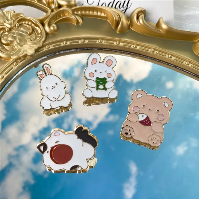 Cute Ragdoll Cat Rabbit Bear Enamel Brooch Cartoon Frog Animal Colalr Badge Backpack Pins Accessories Women Gifts Jewelry