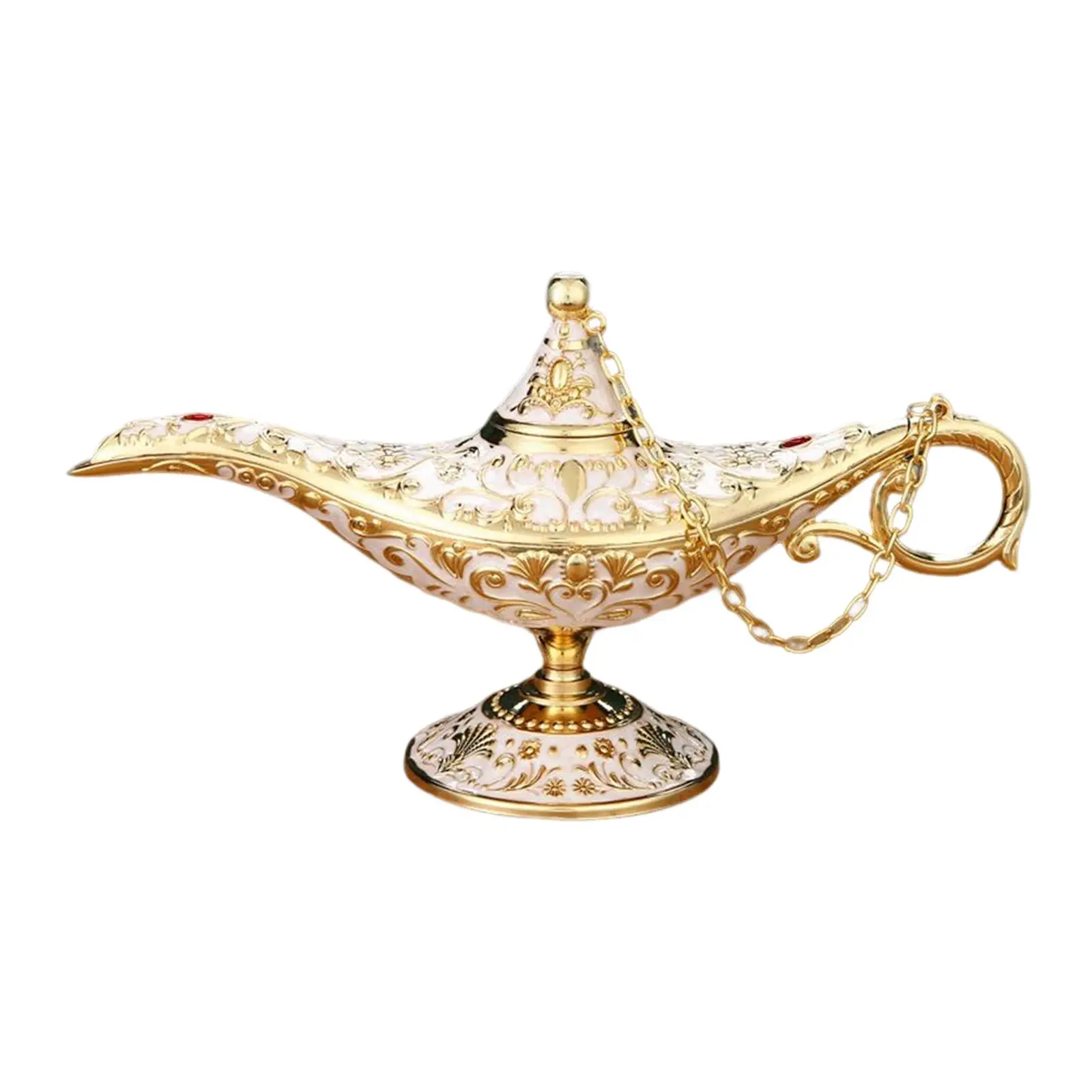 Exquisite 3D Relief Aladdins Lamp Vessel Vintage Magic Light Prop for Home Tabletop Decoration Wedding Party Halloween Gift