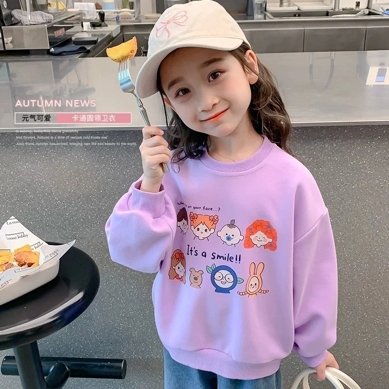 

2026 Autumn New Children Sweatshirt Boys Girls Cartoon Print Pullover Cotton Kids Long Sleeve Casual Sweatshirt Baby Loose Tops