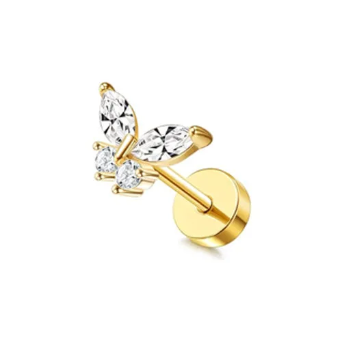 Gold Flat Back Stud Earrings for Women