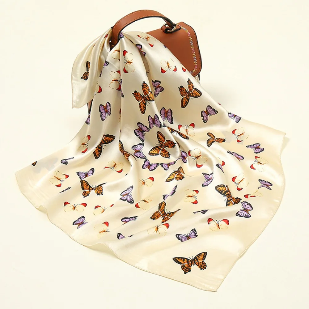 

60CM Summer Fashion Trend Japan and Korea Sweet Butterfly Pattern Women's Small Square Scarf Silk Scarf Luxury Gift Wholesale