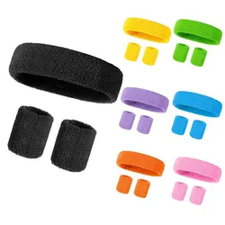 3pcs/set Sports Headband Towel Sweatband Set Guards Stretch Hair Band Wrist Guard Suit Sweat Band for Running Cycling Yoga