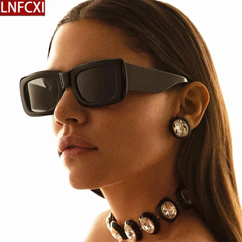 JNPCXI Retro Wide Leg Square Sunglasses for Women Black Sun Glasses Men Hip Hop Uv400 Eyewear Female Sahdes