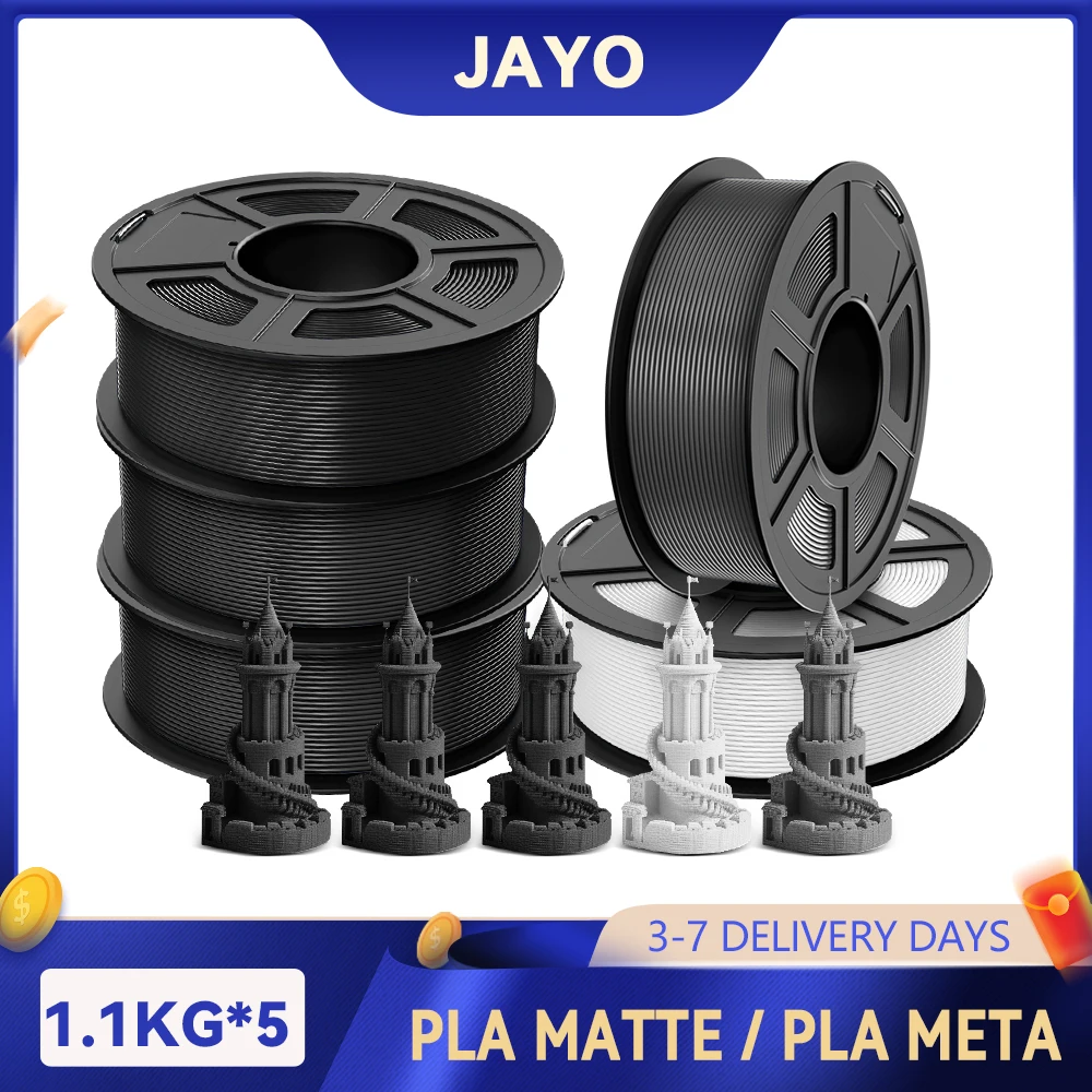 

JAYO 3D PLA Meta/PLA Matte/ABS Filament 1.75mm 3D Filament High Liquidity Neatly Wound 3D Printer Filament For FDM 3D Printer