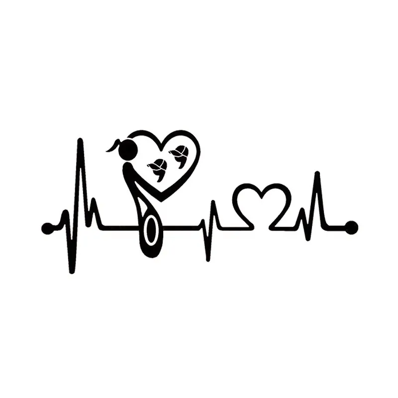 

Mother holding twin boys on heartbeat line design window bumper motorcycle decorative vinyl sun protection sticker