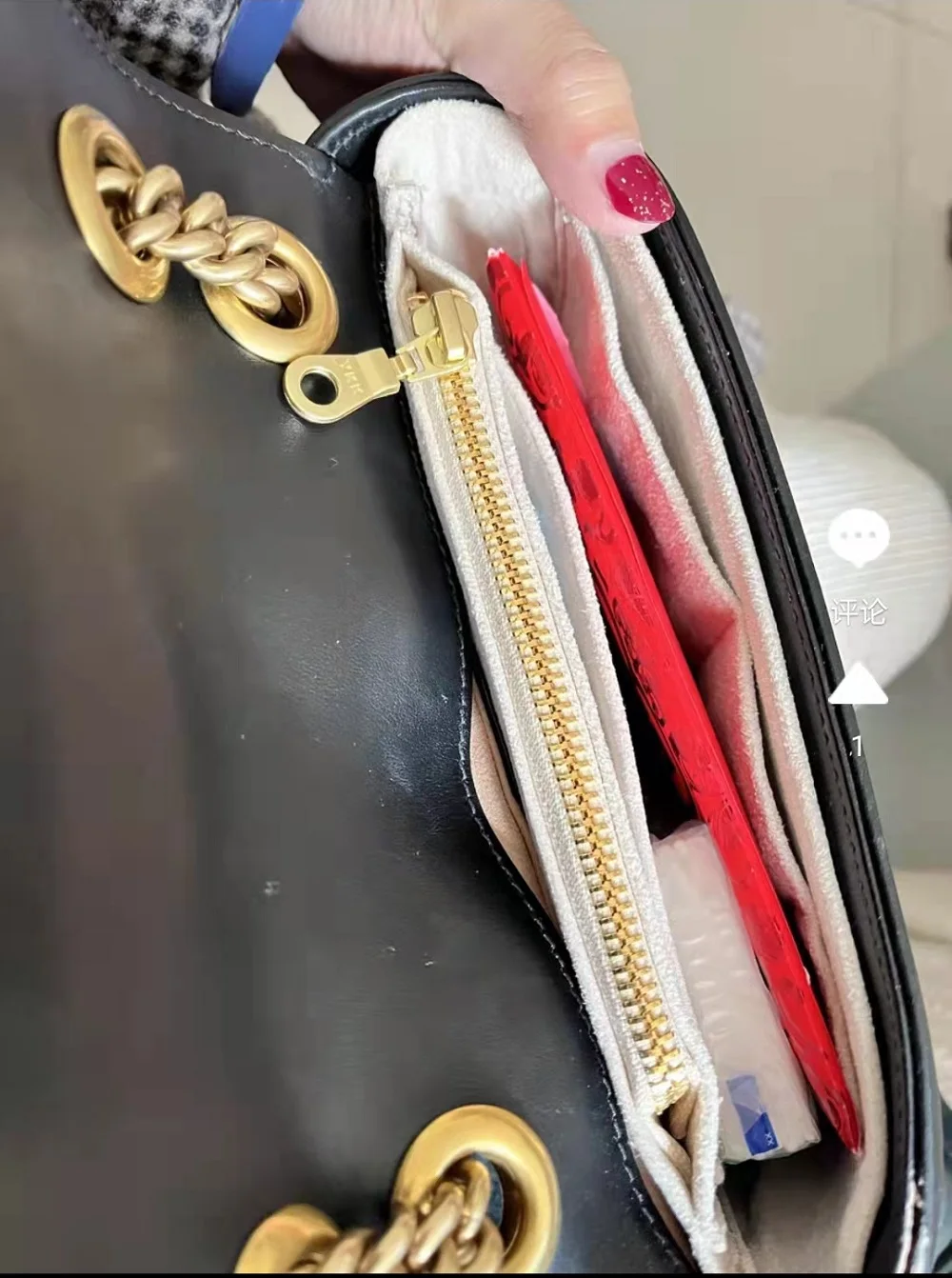 Velvet Fabric Inner Liner Bag Organizer Fits For CC Classic 2.55 Handbag CF Makeup HandbagTravel Purse Portable Cosmetic Bags