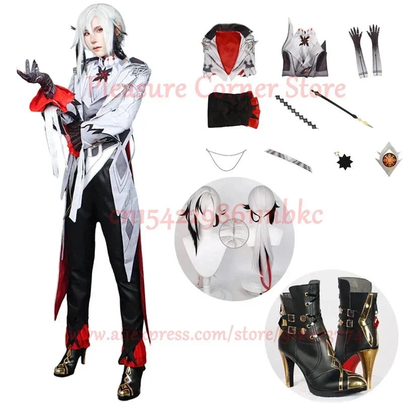 New Harlequin Cosplay Costume Wigs Genshin Impact Fatui The Knave Harlequin Uniform Eleven Fatui Harbingers Costume Outfit