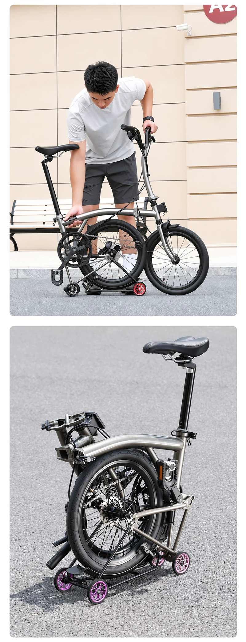 WEST BIKING CNC-Aluminium-Easy-Räder für Brompton-Faltrad-Rollen, abgedichtete Lager, tragbarer Gepäckwagen, Fahrradzubehör – Detail 15