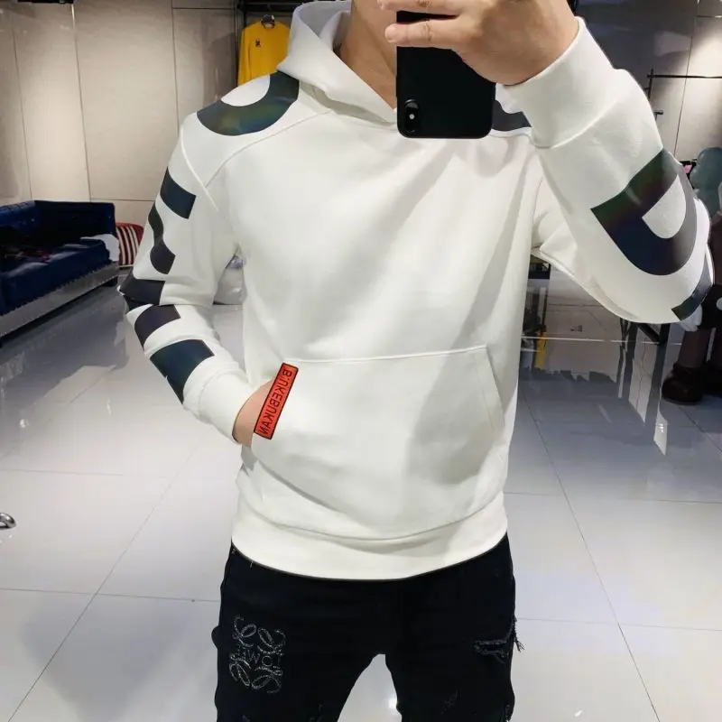 Men's Hoodie Sweater Spring and Autumn Fashion Printed Sweatshirts Fashionable Korean Long Sleeve Top