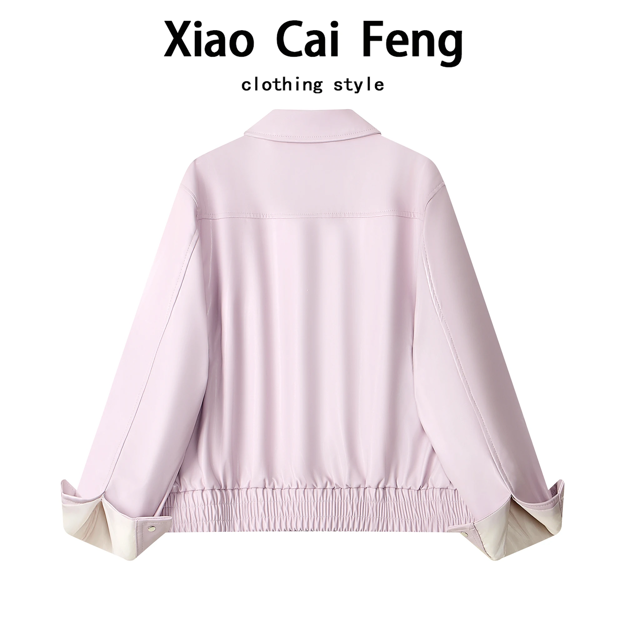 Jaet de motociclista de couro PU roxo feminino primavera outono solto sensação sofisticada super boa aparência beisebol Sle fechamento com zíper Lon...