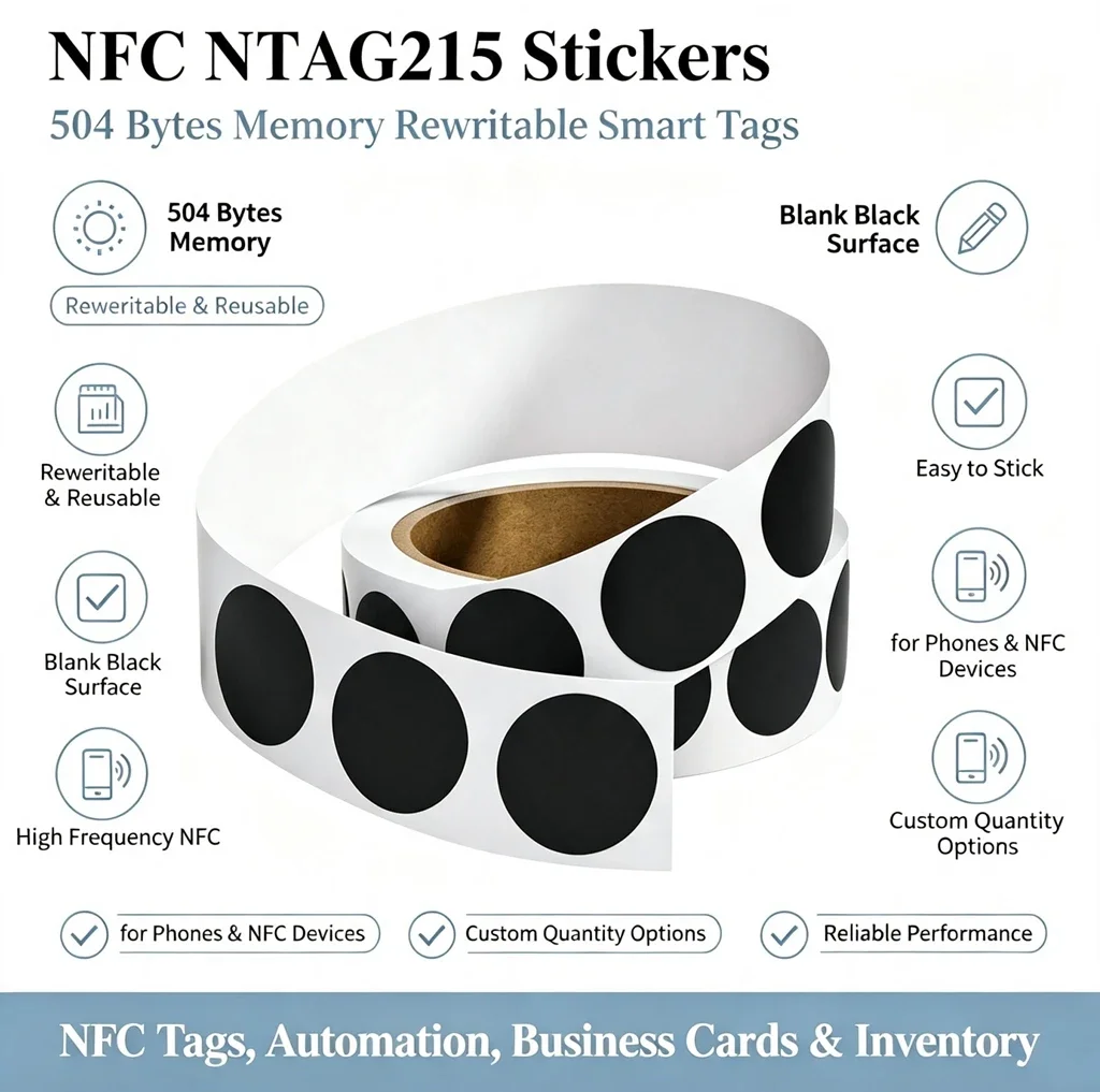 Rectangle NTAG215 NFC Tags Stickers, Rewritable NFC Paper Labels Self-adhesive RFID Sticker Compatible With NFC-Enabled phones