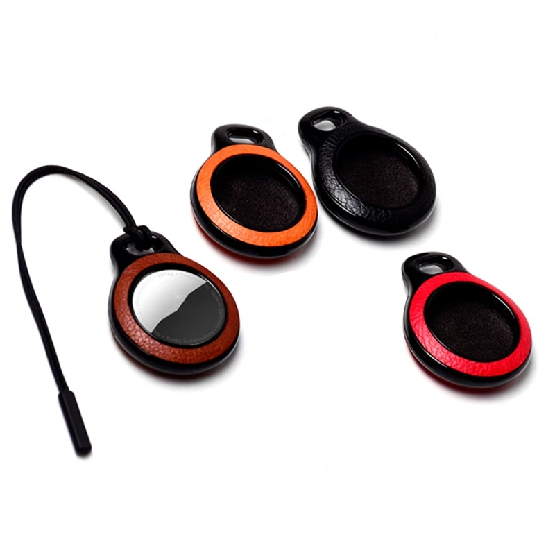 เคส airtag ป้องกันการสูญหายเหมาะสำหรับ Apple เคสหนัง airtag เหมาะสำหรับอุปกรณ์ติดตาม Apple ป้องกันการตกสีดำ