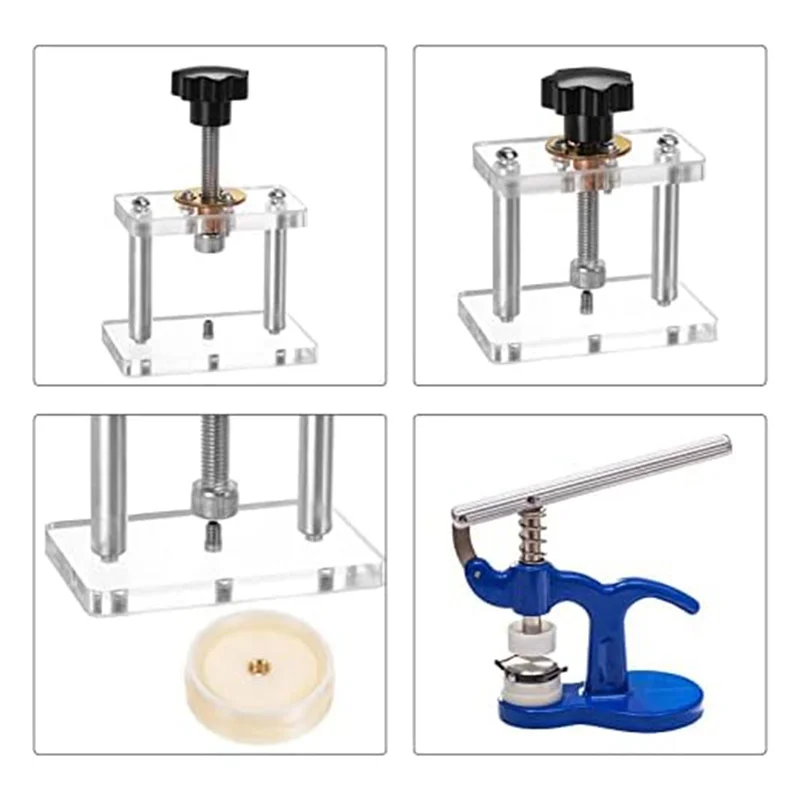 

ГОРЯЧИЙ набор пресс для часов, винтовой доводчик для задней крышки часов с 20-мя штампами, акриловый пресс для часовщика, набор инструментов для ремонта часов