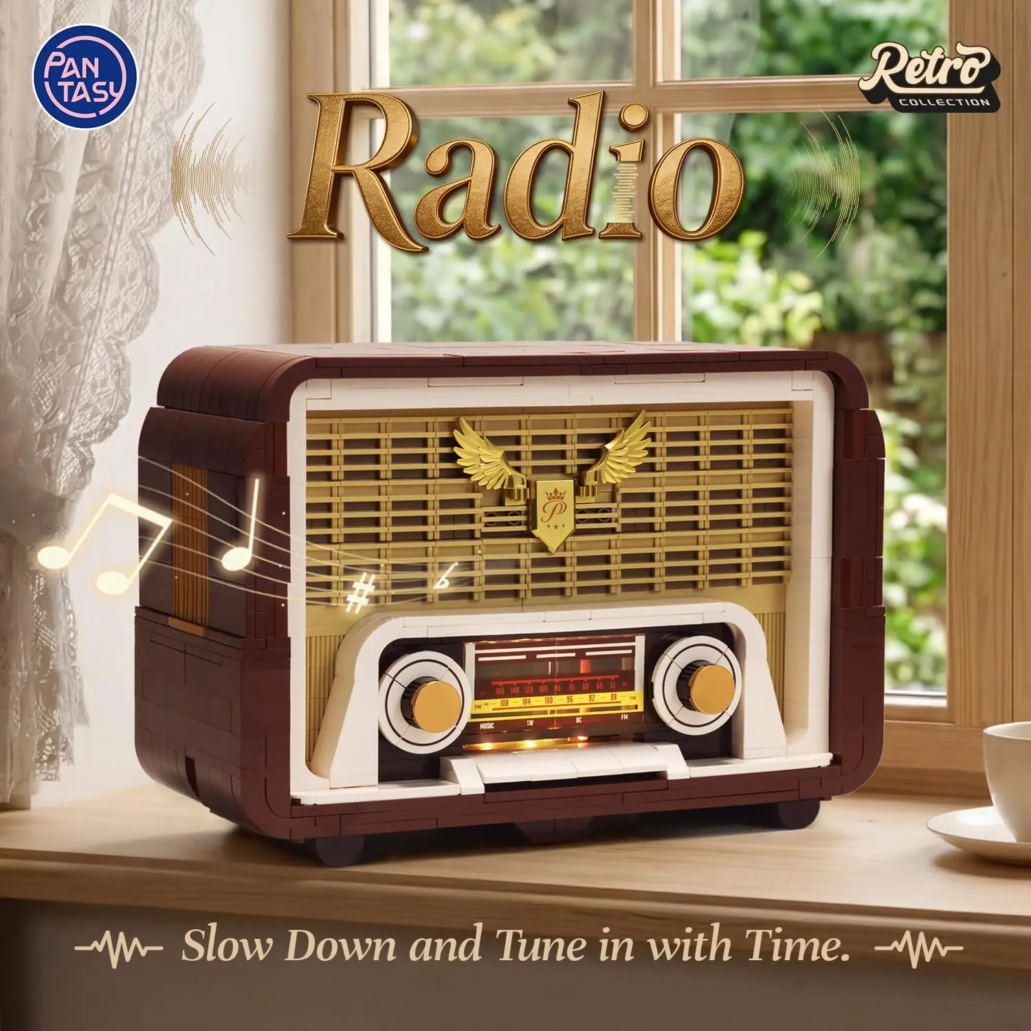 Retro Radio Building Set with Light and Moving Tuning Knob