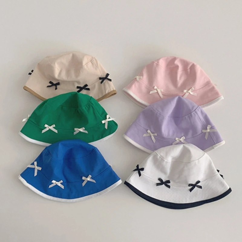 

Travel Hat Sun Protections Hat Breathable Fisherman Hat for Infant Toddlers Spring Caps Bowknot Basin Hat for Boy Girl 2-8 Year