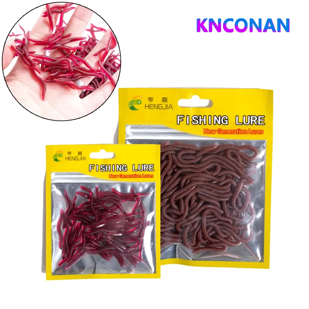 KNCONAN Earthworm Bait 4cm8cm Bionic Fishing Fake Fish Soft Hot Selling Fake Bait Lure Bloodworm Companion Fishing Lure Worm