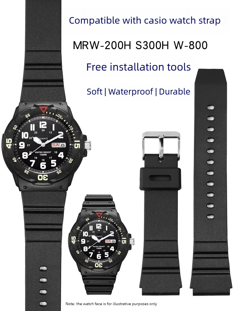 

Силиконовый ремешок для часов, подходящий для Casio MRW-200H S300H W-800, специальный ремешок для часов