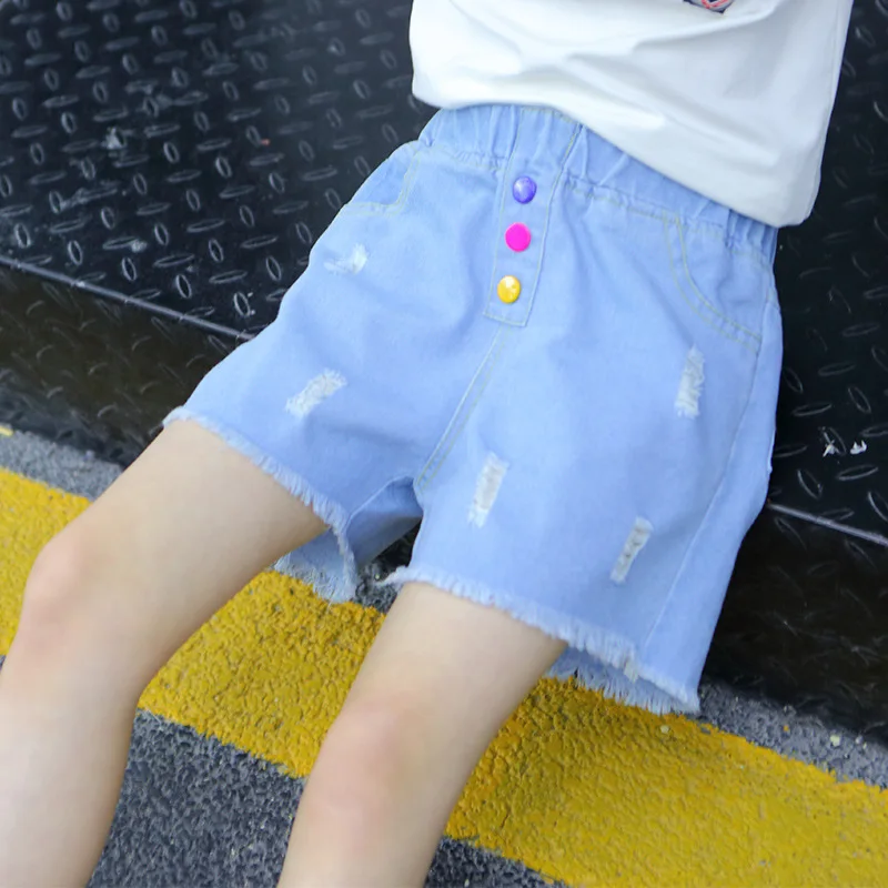 Girl Jeans Shorts Kids Denim Short Pants Baby Casual Shorts Beach Bottoms Fit 4-13 Years Child Summer Clothes