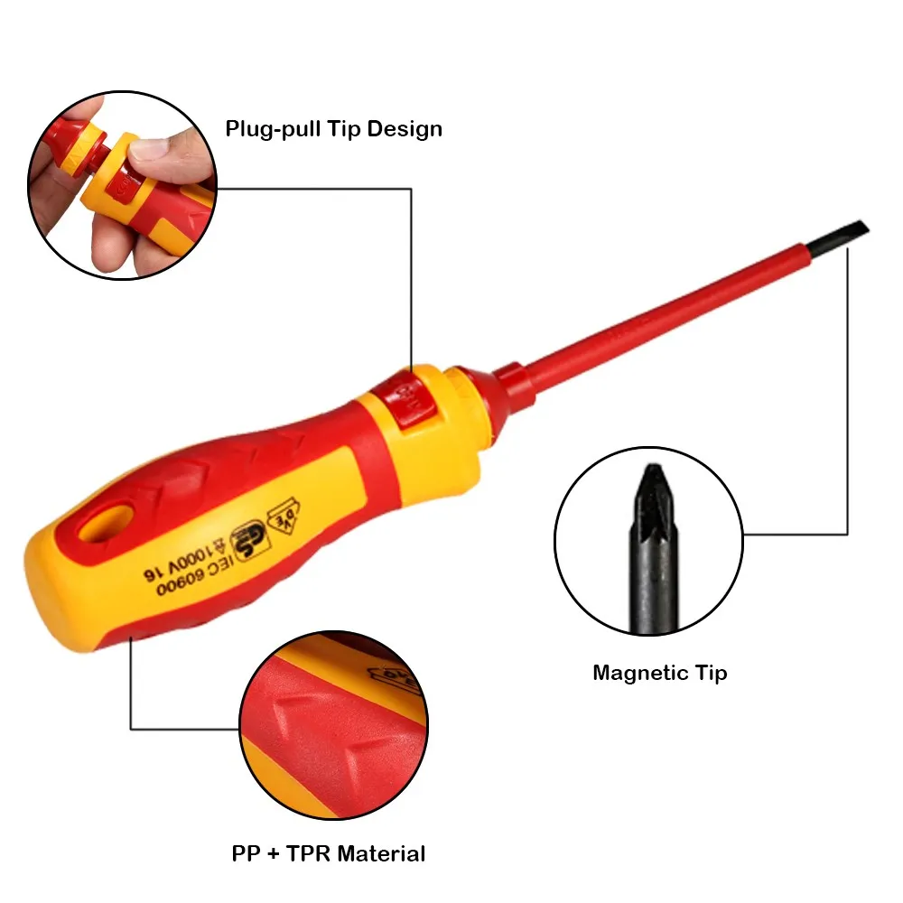 Onnfang 7-13Pcs VDE Insulated Screwdriver Set CR-V Voltage 1000V Magnetic Phillips Slotted Torx Screwdriver Durable Hand Tools