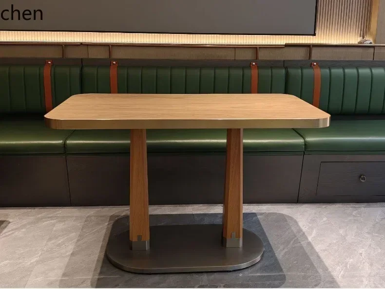 DSA-- -Restaurant Coffee Casual Meeting Reception Stainless Steel  with Edge Wrapped Rock Slab Dining Table and Chairs